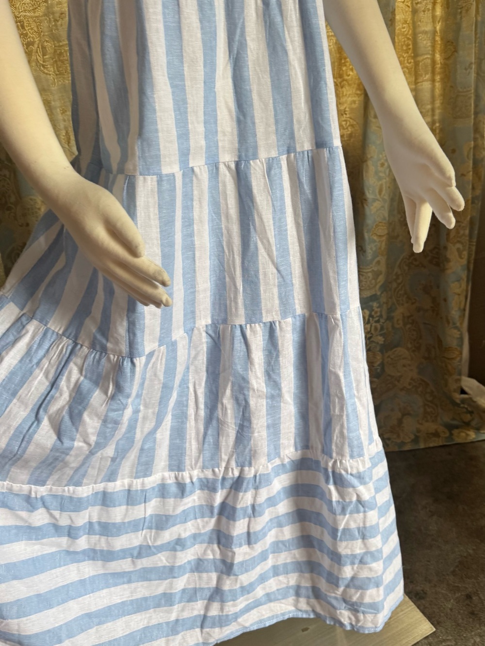 Light Blue and White Striped Women’s Tiered Sundress